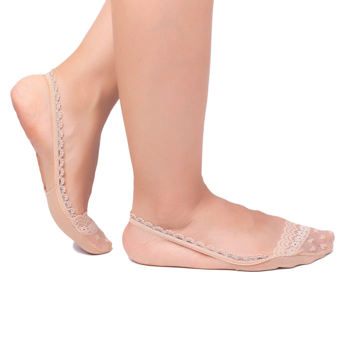 Women's Toe Topper Socks with Slingback(4 pairs)-Nude